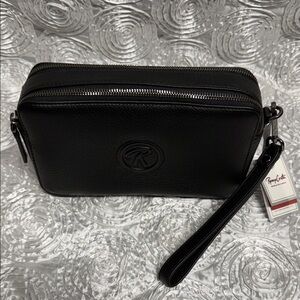 Renzo Costa Black Leather Toiletry Bag for Men